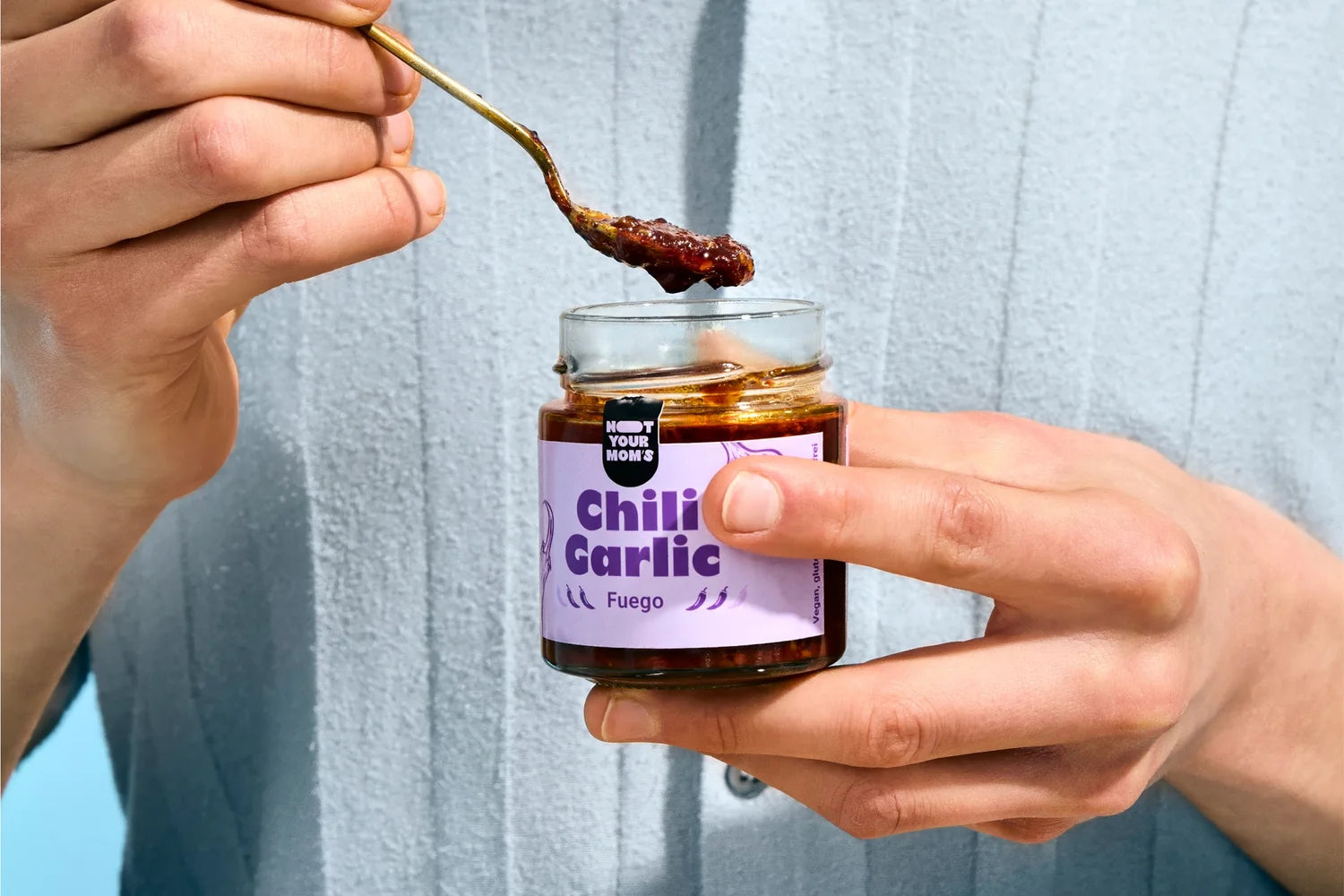 Chili Garlic Fuego Glas Nahaufnahme